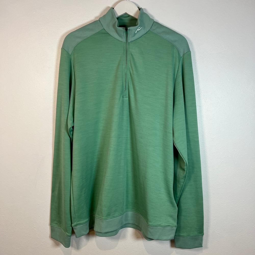 KJUS Men Liam Techwool Half Zip Pullover Sweater Green UPF 50 Size 58 3XL